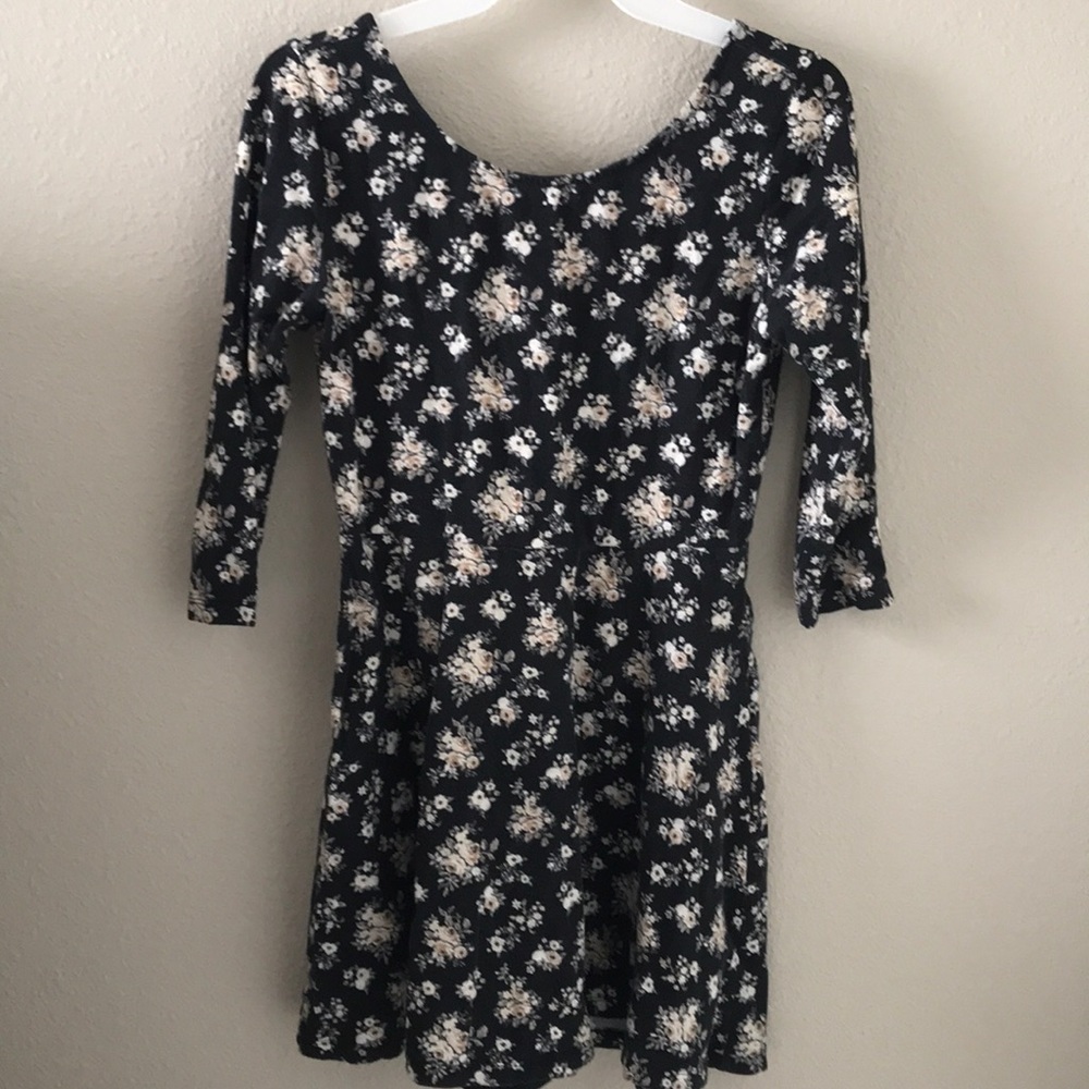 Black dress with white and cream flowers!